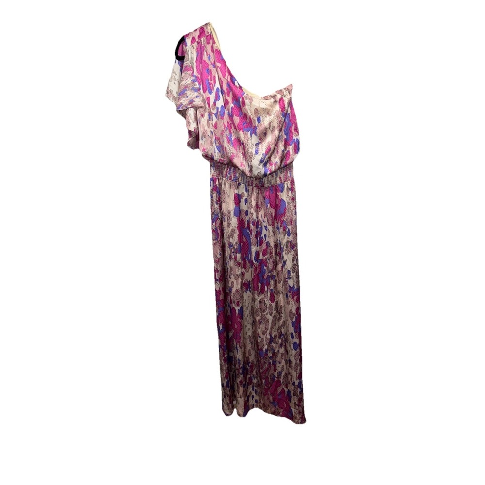 Jessica Simpson Maxi Silk Dress One Shoulder‎ Tropical Summer Sexy Sz 6